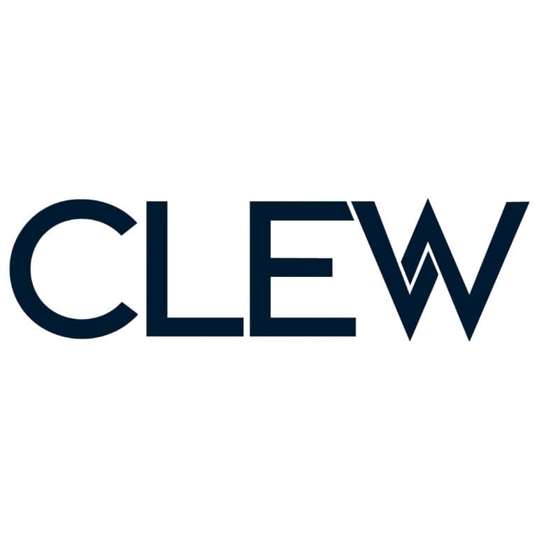 Moderní logo značky Clew nikotinových sáčků v černém provedení na bílém pozadí