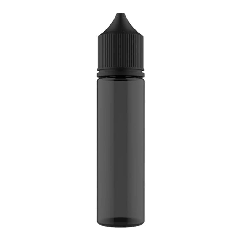 Černá plastová lahvička Chubby Gorilla 60ml s černým víčkem a rýhovaným uzávěrem