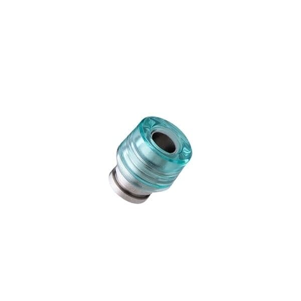 Tyrkysový drip tip naústek dotMod dotRDA X v průsvitném provedení s detailním zobrazením vnitřního průchodu vzduchu