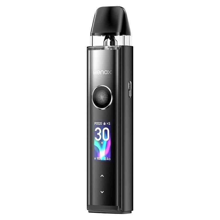 GeekVape Wenax Q Pro Pod Kit Black, pokročilá elektronická cigareta s haptickou odezvou a 30W výkonem.