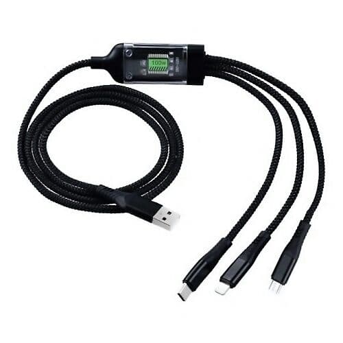 Multifunkční USB Kabel 3v1 Lightning / micro USB / USB-C 1,2m 100W Baterie a nabíječky - hlavní obrázek
