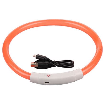 Shiny svítící obojek pro psy oranžová (Délka 35 cm)