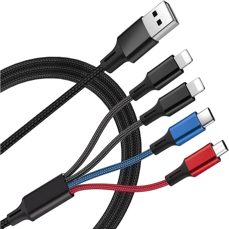 USB datový a nabíjecí kabel 4v1 2x Lighting / 1x micro USB / 1x USB-C 2.8A Baterie a nabíječky - hlavní obrázek