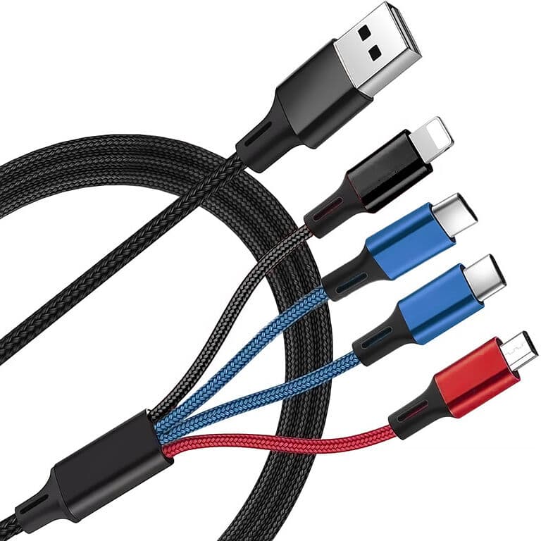 USB datový a nabíjecí kabel 4v1 2x USB-C /1x micro USB / 1x Lighting 2.8A Baterie a nabíječky - hlavní obrázek